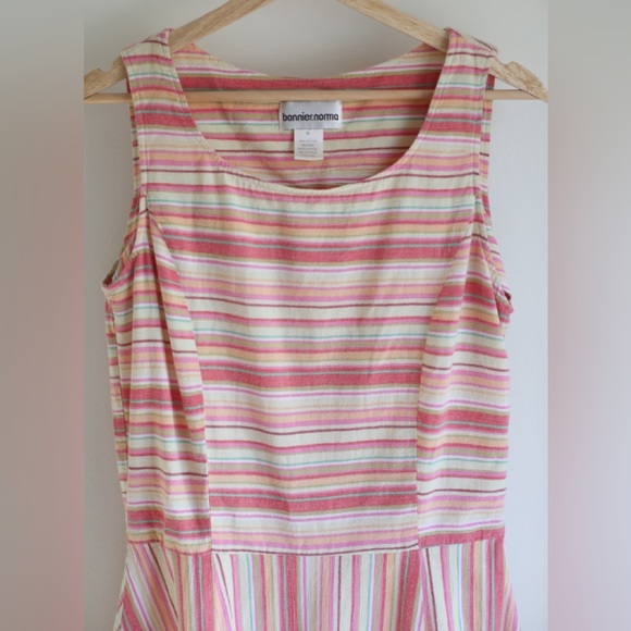 Bonnie & Nomme Striped Cotton Midi Dress | 90s Y2K Vintage Feel | Medium - Picture 4 of 6